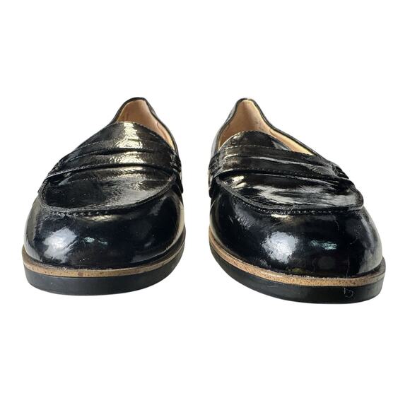 Aetrex True Comfort Black Faux Patent Leather Penny Loafers Sz 9M Quiet Luxury - Picture 5 of 10